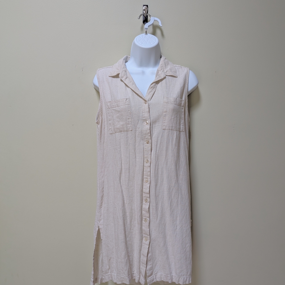 Philosophy Sleeveless Cream Button-Down Shirt Dress